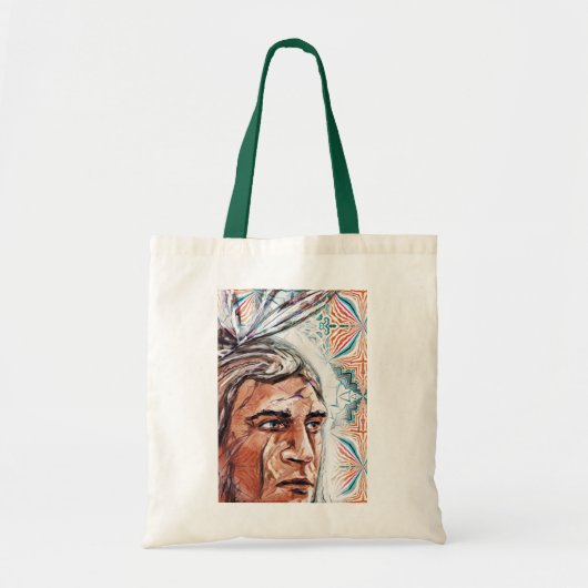 Ancient chieftan en fractaal patroon tote bag (Voorkant)