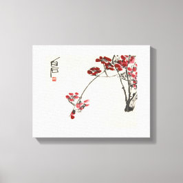 Ancient China Painting-Qi Baishi-Red Wintersweet Canvas Afdruk