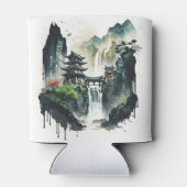 Ancient Chinees inklandschap met waterval Blikjeskoeler (Achterkant)