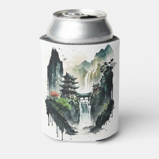 Ancient Chinees inklandschap met waterval Blikjeskoeler (Blikje Achterkant)