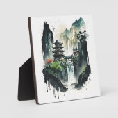 Ancient Chinees inklandschap met waterval Fotoplaat (Voorkant)