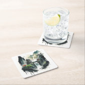 Ancient Chinees inklandschap met waterval Kartonnen Onderzetters (Insitu)