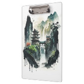 Ancient Chinees inklandschap met waterval Klembord (Links)