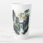 Ancient Chinees inklandschap met waterval Latte Mok (Voorkant)