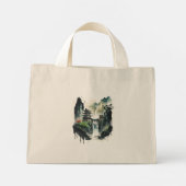 Ancient Chinees inklandschap met waterval Mini Tote Bag (Achterkant)