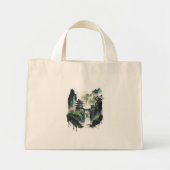 Ancient Chinees inklandschap met waterval Mini Tote Bag (Voorkant)