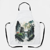 Ancient Chinees inklandschap met waterval Schort (Voorkant)