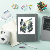 Ancient Chinees inklandschap met waterval Sticker (iPad Cover)