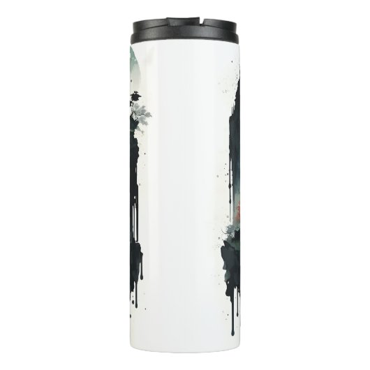 Ancient Chinees inklandschap met waterval Thermosbeker (Achterkant)