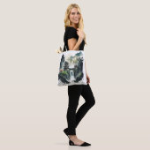 Ancient Chinees inklandschap met waterval Tote Bag (Op model)