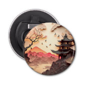 Ancient Chinees Scene Paper Cut Bottle Open Button Flesopener (Voorkant)