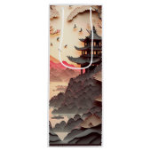 Ancient Chinees scène Paper Cut Brown Gift Bag Wijn Cadeautas (Voorkant)