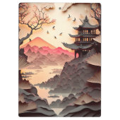 Ancient Chinees scène Paper Cut Brown klembord (Achterkant)