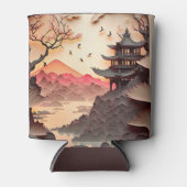 Ancient Chinees scène Paper Cut Brown Koelbox Blikjeskoeler (Voorkant)