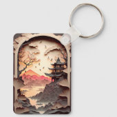 Ancient Chinees scène Paper Cut Brown Sleutelhange Sleutelhanger (Achterkant)