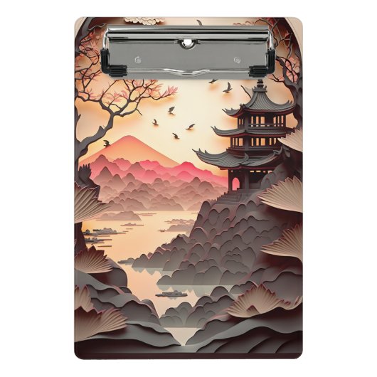 Ancient Chinees scène Paper Cut Mini Cliboard Klembord (Voorkant)