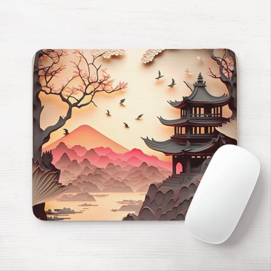 Ancient Chinees Scene Paper Cut Mousepad Muismat (Met muis)