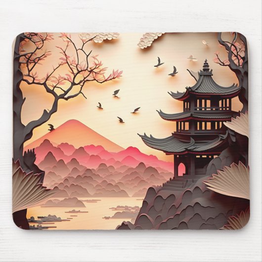 Ancient Chinees Scene Paper Cut Mousepad Muismat (Voorkant)