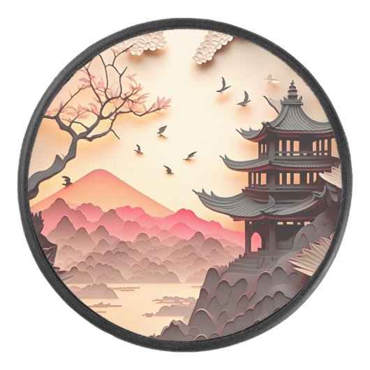 Ancient Chinees scène Paper Cut Puck (Voorkant)
