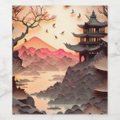 Ancient Chinees Scene Paper Cut Wine Label Wijn Etiket (Enkel label)