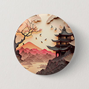 Ancient Chinees scènepapier, Button met bruine ron