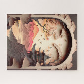 Ancient Chinees scènepapier, gesneden bruin Legpuzzel (Horizontaal)