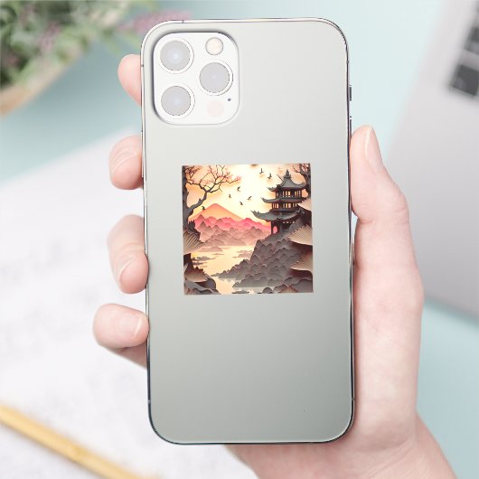 Ancient Chinees scènepapier snijden Sticker (Telefoon)