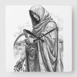 Ancient Chronos Marble Statue - Father Time with S Vierkante Klok