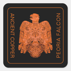 Ancient Copper Peoria Falcon gerestaureerde Kaart Vierkante Sticker