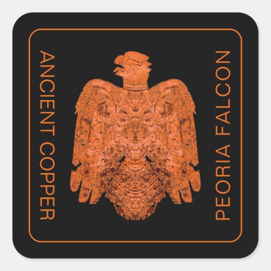 Ancient Copper Peoria Falcon gerestaureerde Kaart Vierkante Sticker (Voorkant)