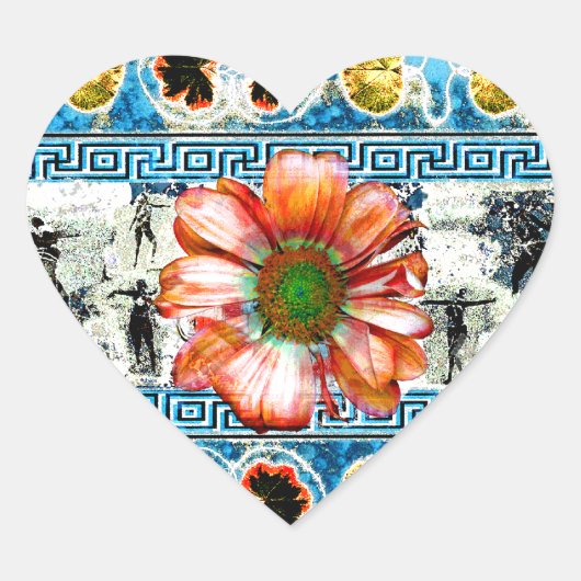 Ancient Dance Oranje Daisy Hart Sticker (Voorkant)