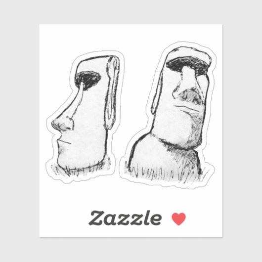 Ancient Easter Island Statues Sketch Sticker (Vel)