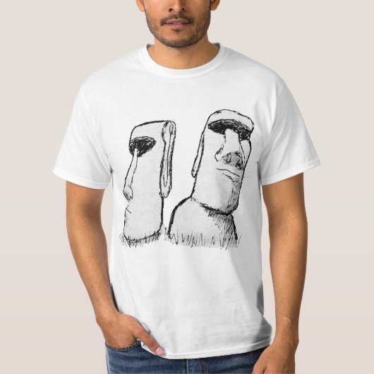 Ancient Easter Island Statues Sketch T-shirt (Voorkant)