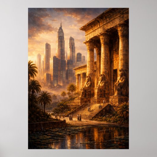 Ancient Egypt Future Skyline Art Poster (Voorkant)
