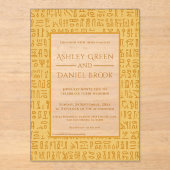 Ancient Egypt Hieroglyphic Motifs Egyptian Wedding Acryl Uitnodigingen (Voorkant)