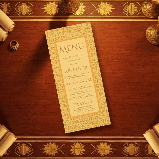 Ancient Egypt Hieroglyphic Motifs Egyptian Wedding Menu