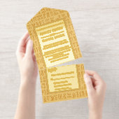 Ancient Egypt Hieroglyphic Motifs Wedding Foil All In One Uitnodiging (Uittrekbaar)