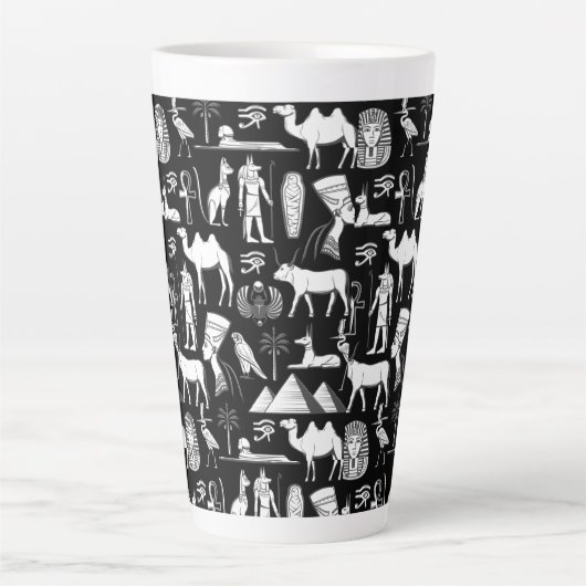Ancient Egypt Hieroglyphic Symbol Pattern      Latte Mok (Voorkant)