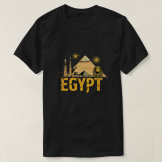 Ancient Egypt Landmarks Graphic Design on Black Ba T-shirt