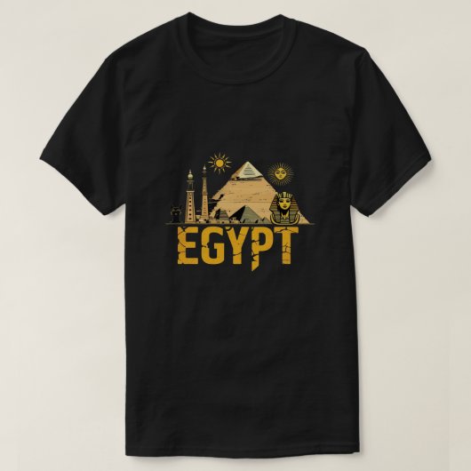 Ancient Egypt Landmarks Graphic Design on Black Ba T-shirt (Design voorkant)