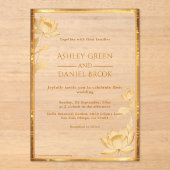 Ancient Egypt Luxury Gold Lotus Egyptian Wedding Acryl Uitnodigingen (Voorkant)