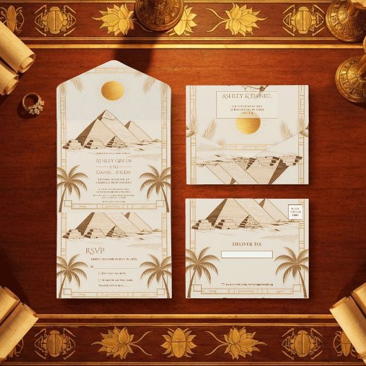 Ancient Egypt Pyramids Of Giza Egyptian Wedding All In One Uitnodiging
