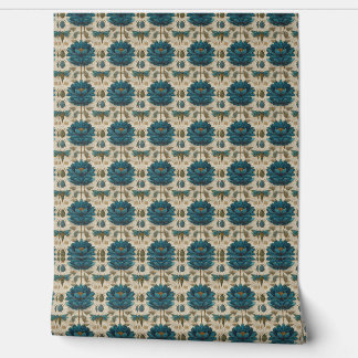 Ancient Egypt Toile de Jouy Green Floral Pattern Behang