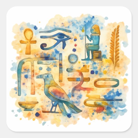 Ancient Egyptian Eye of Horus & Pharaoh symbols Vierkante Sticker (Voorkant)