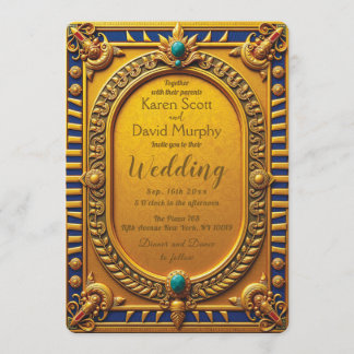 Ancient Egyptian Gold Wedding Invitation Kaart