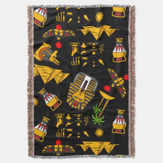 Ancient  Egyptian Hieroglyphic Pattern Background  Deken (Voorkant Verticaal)