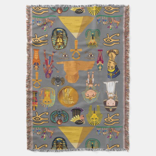 Ancient Egyptian Hieroglyphic -Pattern Pharaoh  Deken (Voorkant Verticaal)