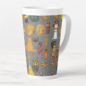 Ancient Egyptian Hieroglyphic -Pattern Pharaoh  Latte Mok (Rechterhoek)