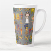 Ancient Egyptian Hieroglyphic -Pattern Pharaoh  Latte Mok (Rechts)