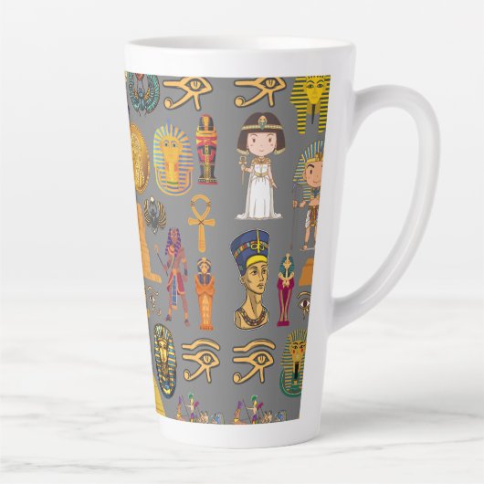 Ancient Egyptian Hieroglyphic -Pattern Pharaoh  Latte Mok (Rechts)